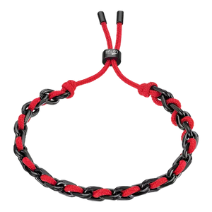 Bracelet acier noir + corde rouge 846-32