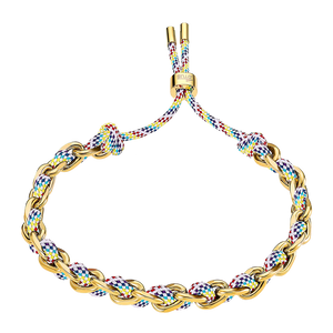 Bracelet acier doré + corde 840j978