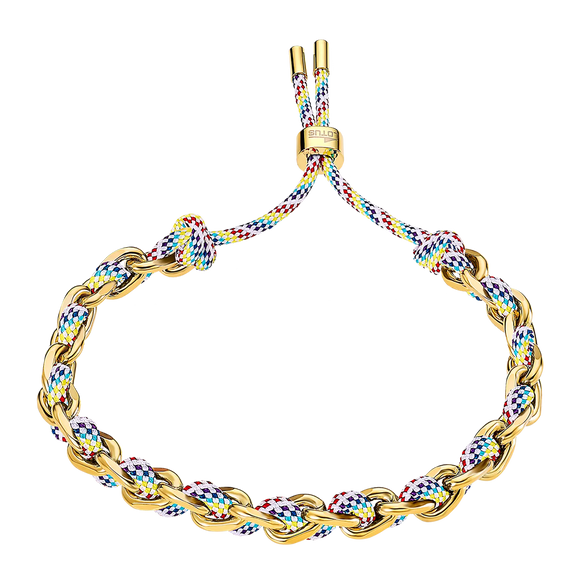 Bracelet acier doré + corde 840j978