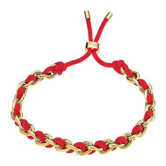Bracelet acier doré + corde 840j979