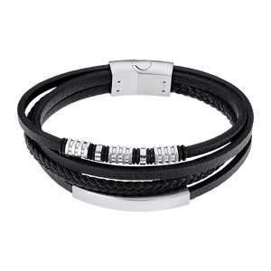 Bracelet cuir et acier 842-1450