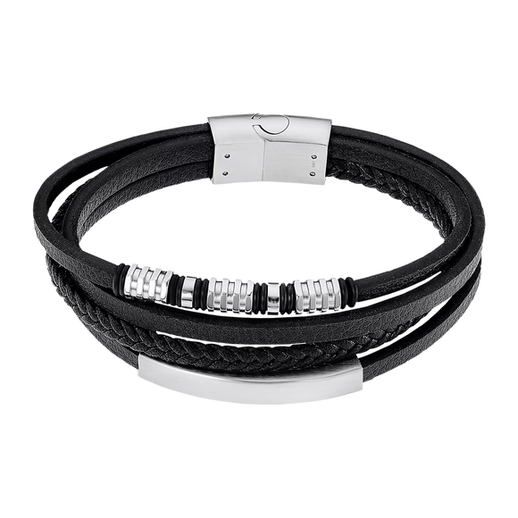 Bracelet cuir et acier 842-1450