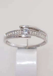Bague or blanc 9ct et zirconium 401-271