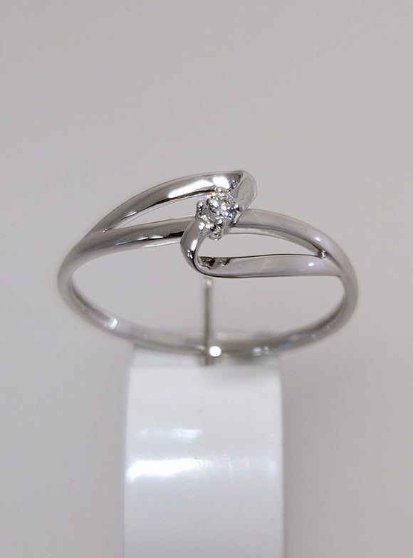 Bague or blanc 9ct et zirconium 401-272