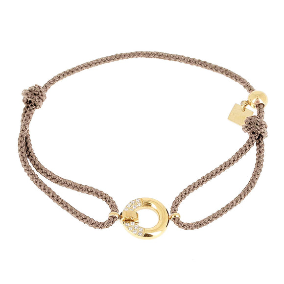 Bracelet ZAG en cordon marron en acier doré