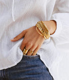 Bracelet ZAG Jonc chenille en acier doré