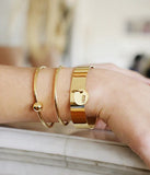 Bracelet ZAG Jonc chenille en acier doré