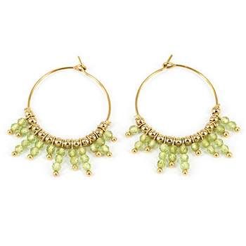 Boucles d'oreilles ZAG Créoles Incas vert clair
