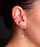 Triples Boucles d'oreilles ZAG Cristina en acier doré (3 anneaux pour 1 seul perçage)