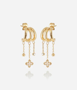 Triples Boucles d'oreilles ZAG Cristina en acier doré (3 anneaux pour 1 seul perçage)
