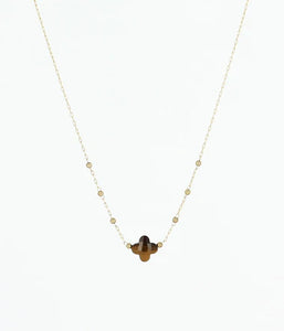 Collier ZAG Velasquez en acier doré et oeil de tigre