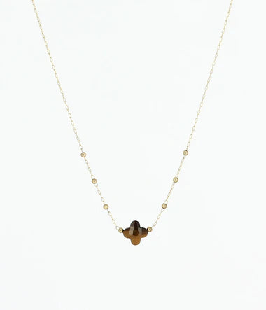 Collier ZAG Velasquez en acier doré et oeil de tigre