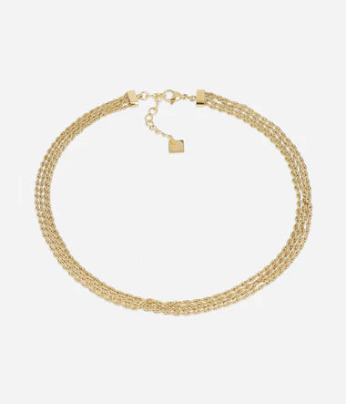 Collier triple ZAG Regina en acier doré