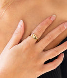 Bague Zag Themis en acier doré