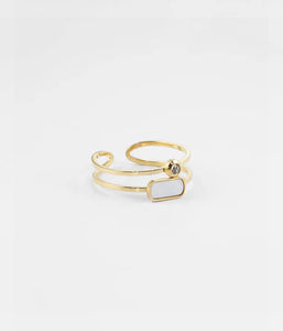 Bague Zag Screen en acier doré