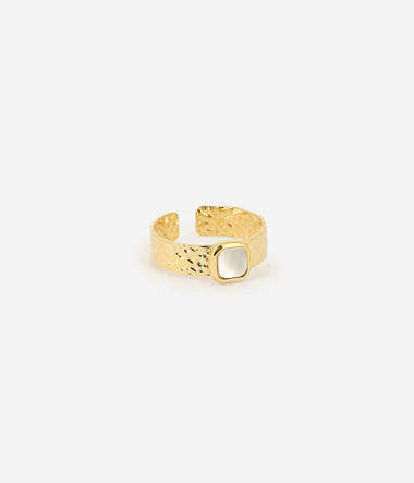 Bague ZAG Bold nacre blanche
