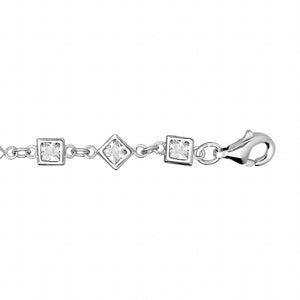 Bracelet carrés et losanges en argent et zirconiums