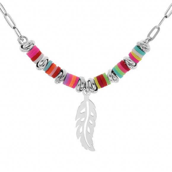 Collier Cocktail Plume Argent