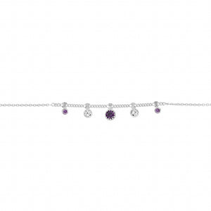 Chaine de cheville argent et pampilles violettes