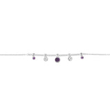 Chaine de cheville argent et pampilles violettes