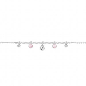 Chaine de cheville argent et pampilles roses