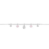 Chaine de cheville argent et pampilles roses