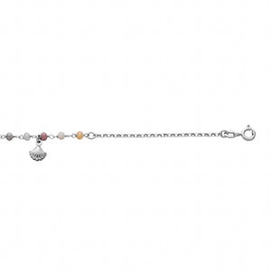 Chaine de cheville argent coquillage poudré