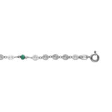 Chaine de cheville pastilles en argent et pierre synthétique verte