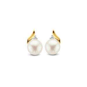 Boucles d'oreilles en or 18ct avec perles d'eau douce et diamants