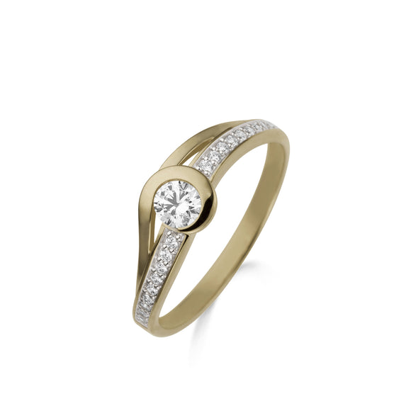 Bague en or jaune 18ct et zirconium 311-71