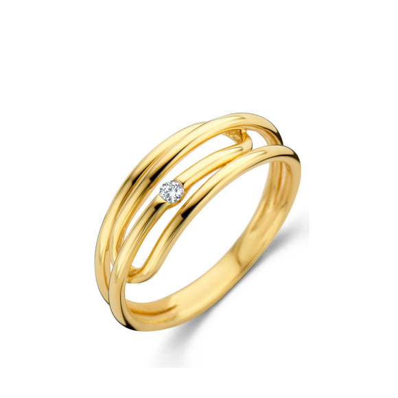 Bague en or jaune 18ct et diamants 315-48