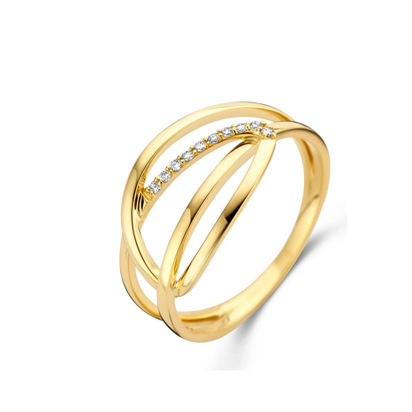 Bague or jaune 18 ct avec 10 diamants 315-44