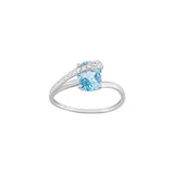Bague en or blanc 9ct avec zirconium et topaze traitée