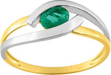 Bague bicolore en or 9ct avec emeraude