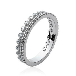 Bague en argent rhodiée et zirconium