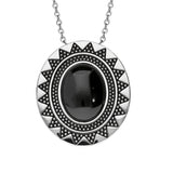 Collier sautoir en acier et céramique noire
