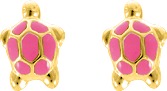 Boucles d'oreilles tortues fuchsia sur plaqué or