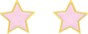 Boucles d'oreilles étoiles roses sur plaqué or