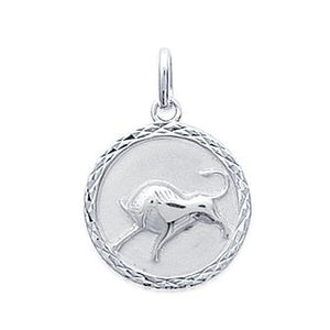 Pendentif Taureau en argent rhodié