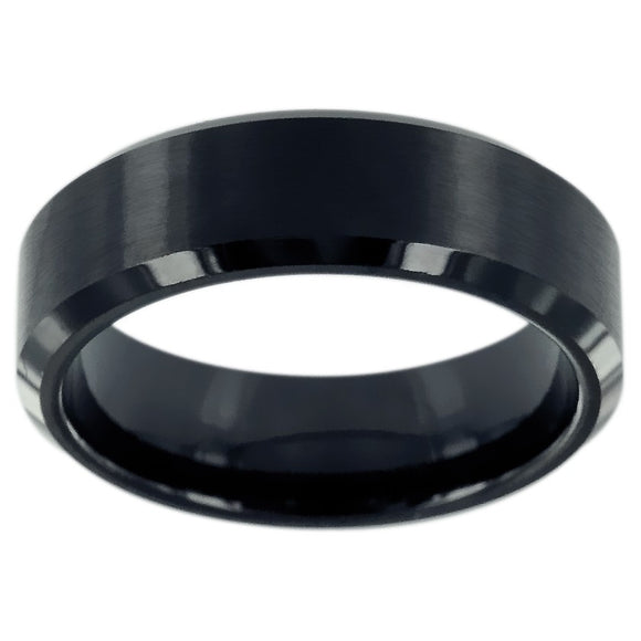 Bague céramique noire mat et brillant