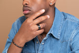 Bague Emilien en acier IP noir vintage