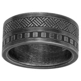 Bague Emilien en acier IP noir vintage
