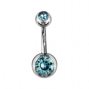 Piercing de nombril en acier avec pierres synthétiques bleues