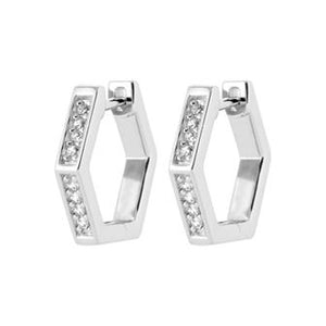 Boucles créoles hexagone avec zirconium