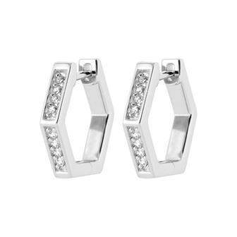 Boucles créoles hexagone avec zirconium