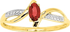 Bague bicolore en or 9ct avec rubis et zirconiums