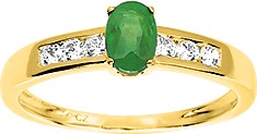 Bague bicolore en or 9ct avec emeraude et zirconiums 412-50