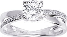 Bague solitaire accompagné en or blanc 9ct et zirconiums