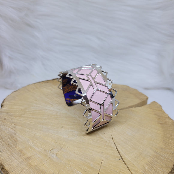 Les Georgettes Manchette Inca AG 25 mm + cuir plumage/rose clair