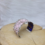 Les Georgettes Manchette Inca AG 25 mm + cuir plumage/rose clair